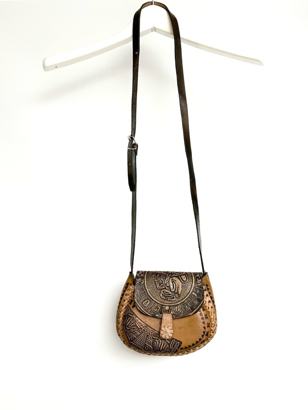 Hand-Tooled Leather Crossbody Bag